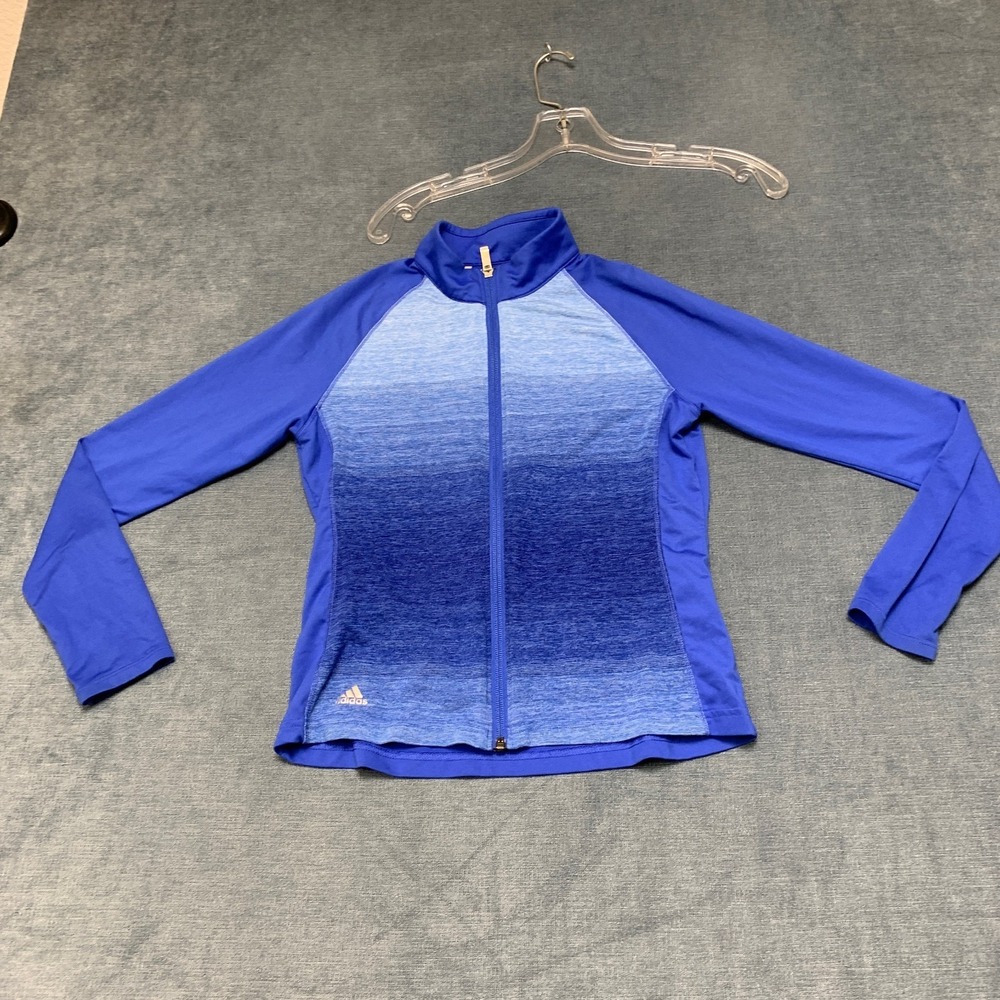 Adidas Lahontan Ombre Jacket Girls Small Blue Mock Neck Full Zip Performance